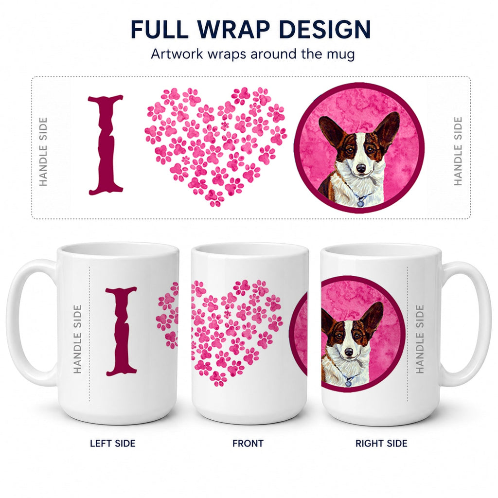 Pink Corgi Ceramic Coffee Mug 15 oz Decorative Large C Handle Mug Cup for Tea, Cocoa Hot Chocolate