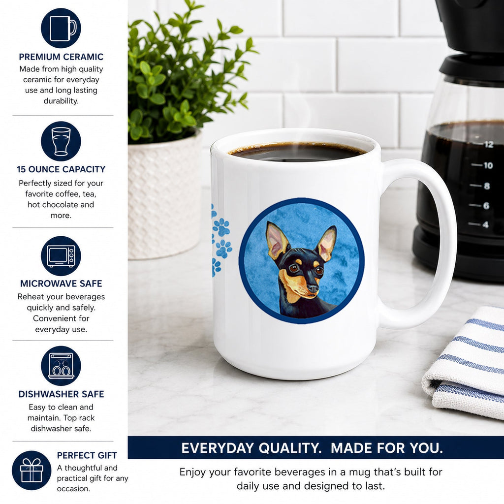 Blue Min Pin Ceramic Coffee Mug 15 oz Decorative Large C Handle Mug Cup for Tea, Cocoa Hot Chocolate