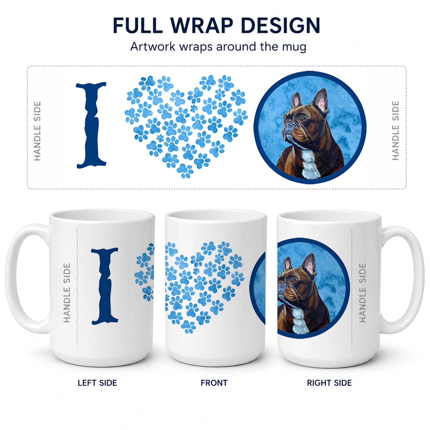 Blue French Bulldog Ceramic Coffee Mug 15 oz Decorative Large C Handle Mug Cup for Tea, Cocoa Hot Chocolate