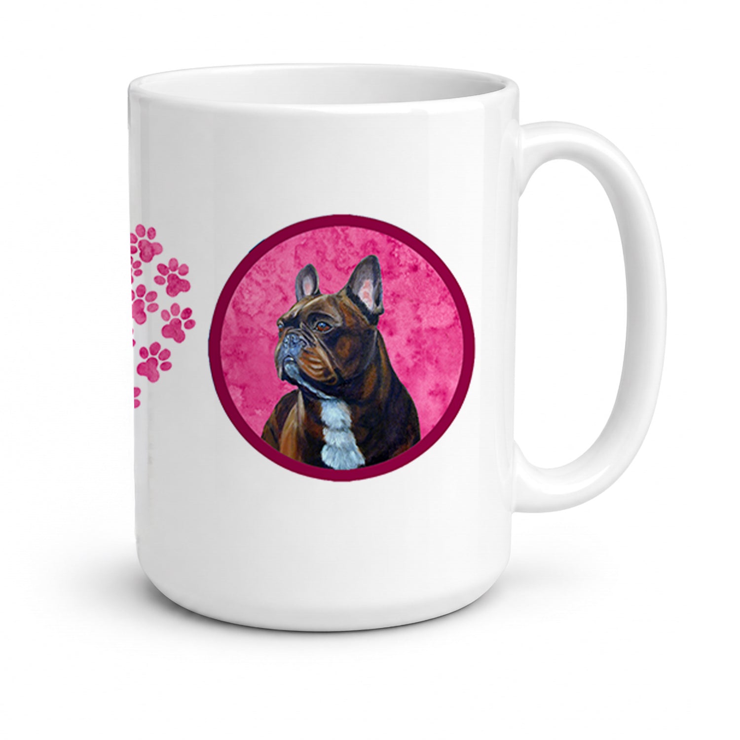 Pink French Bulldog Ceramic Coffee Mug 15 oz Decorative Large C Handle Mug Cup for Tea, Cocoa Hot Chocolate