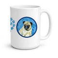 Blue Pug Ceramic Coffee Mug 15 oz Decorative Large C Handle Mug Cup for Tea, Cocoa Hot Chocolate