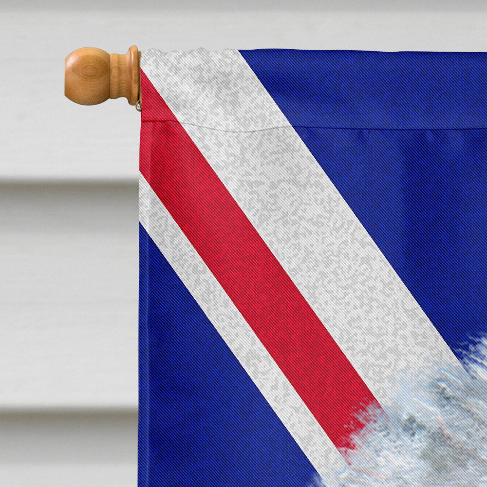 Old English Sheepdog with English Union Jack British Flag House Flag 28x40 Porch Sleeve Pole Decorative Outside Yard Banner Artwork Wall Hanging, Polyester