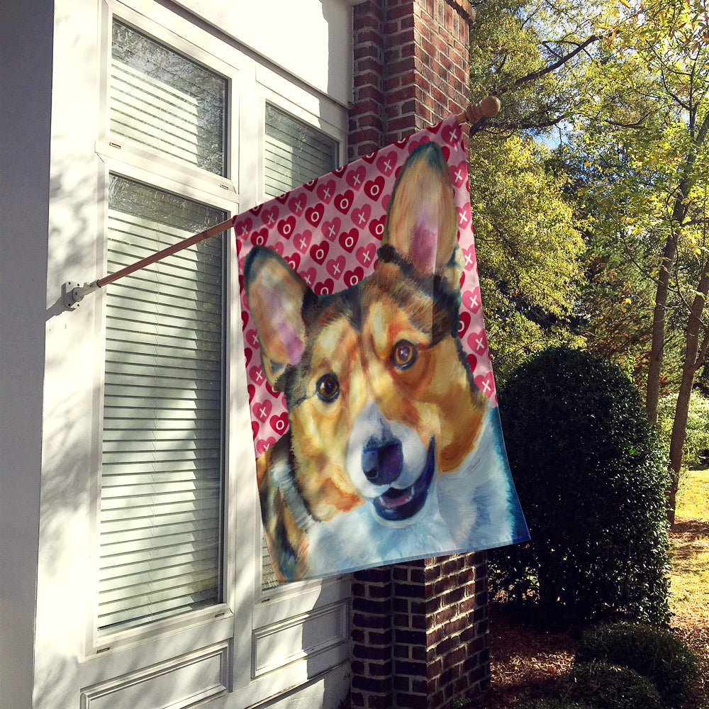 Corgi Hearts Love and Valentine's Day House Flag 28x40 Porch Sleeve Pole Decorative Outside Yard Banner Artwork Wall Hanging, Polyester