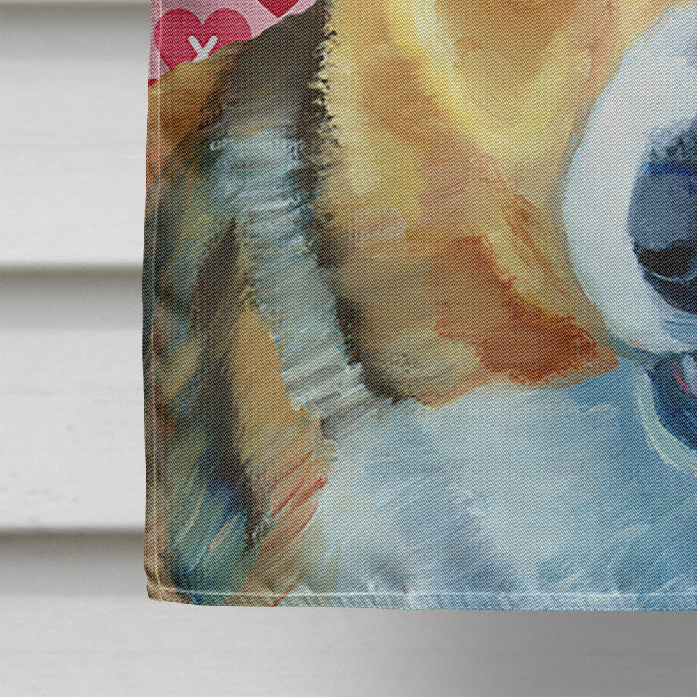 Corgi Hearts Love and Valentine's Day House Flag 28x40 Porch Sleeve Pole Decorative Outside Yard Banner Artwork Wall Hanging, Polyester