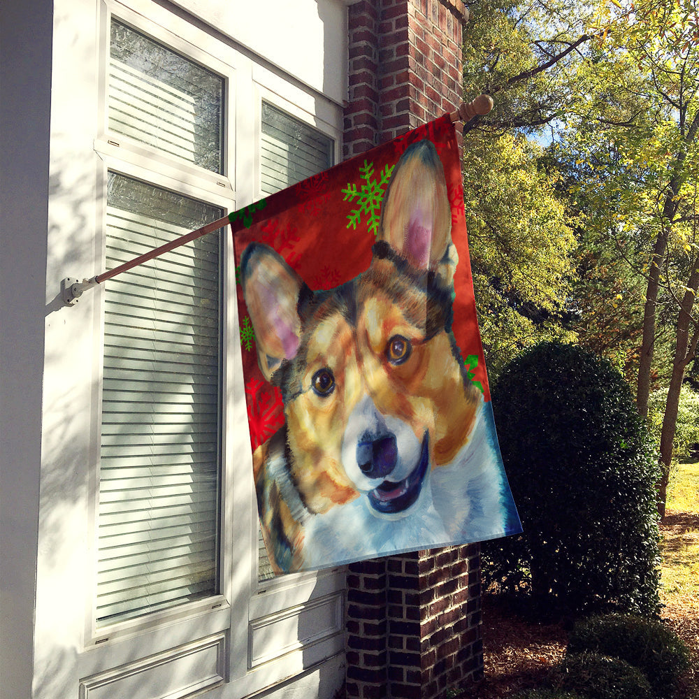 Corgi Red Snowflakes Holiday Christmas House Flag 28x40 Porch Sleeve Pole Decorative Outside Yard Banner Artwork Wall Hanging, Polyester