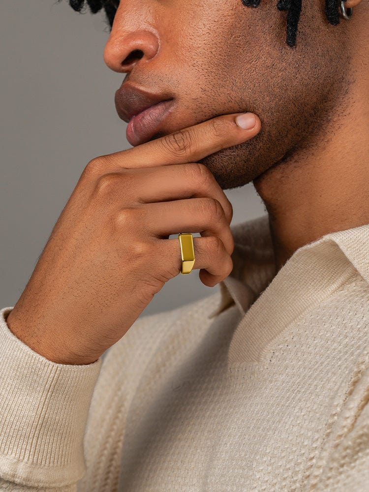 Rectangle Signet Rings (Gold)