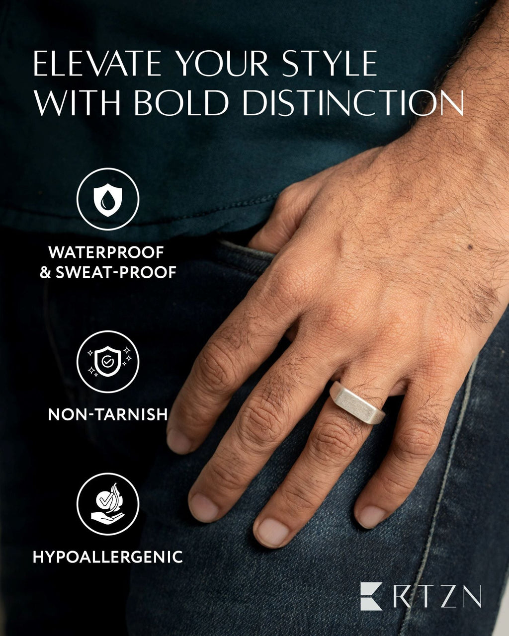 Rectangle Signet Rings (Oxidized)