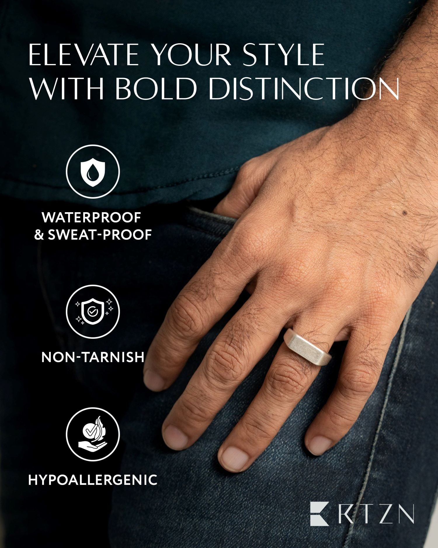 Rectangle Signet Rings (Oxidized)
