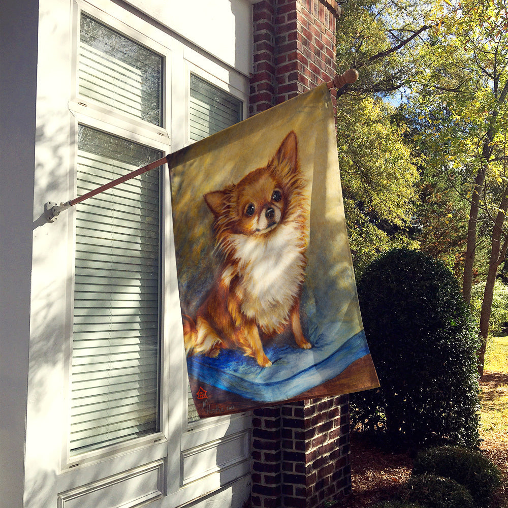 Chihuahua Long Hair Brown House Flag 28x40 Porch Sleeve Pole Decorative Outside Yard Banner Artwork Wall Hanging, Polyester