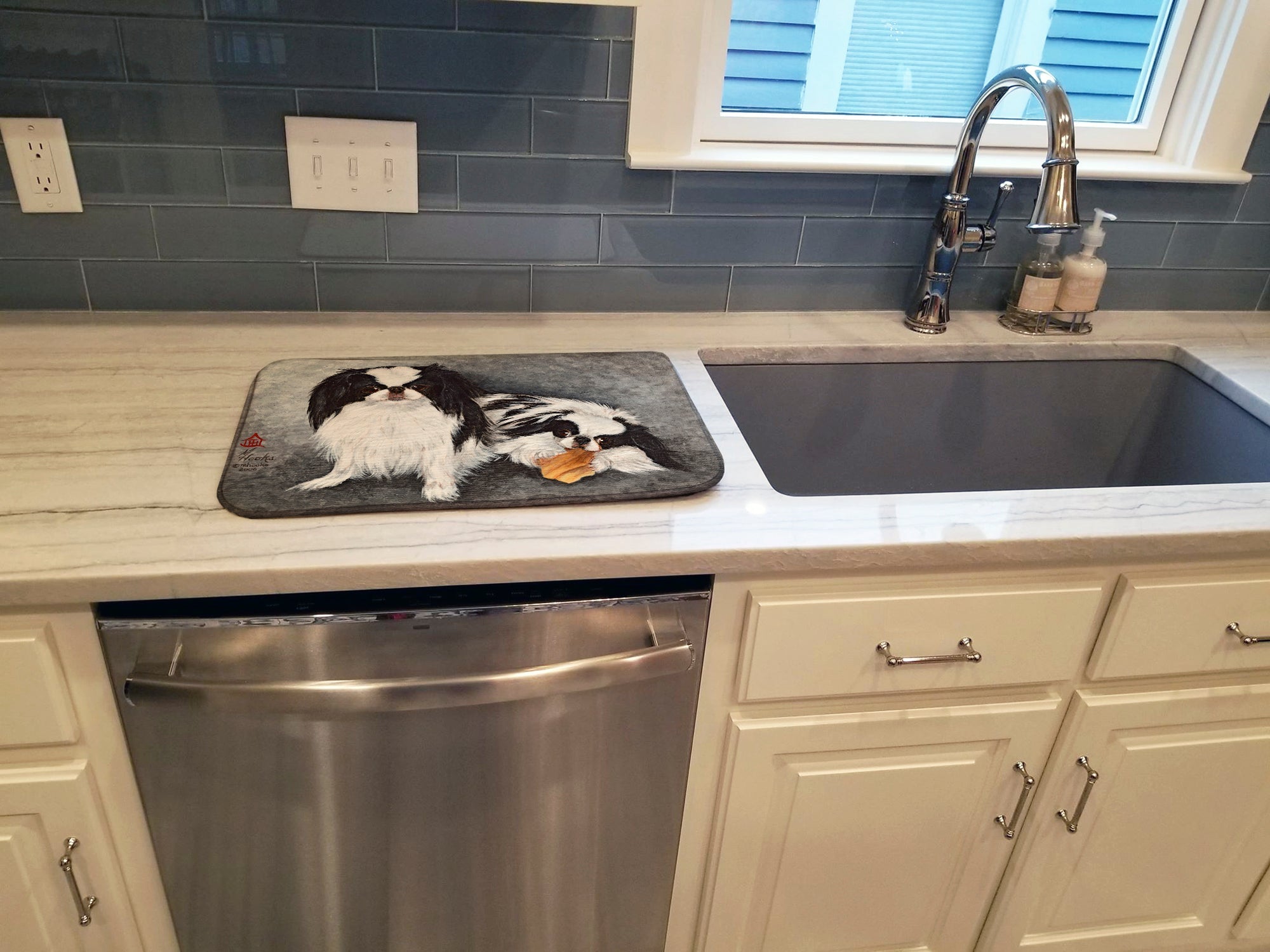 Japanese Chin Impress Dish Drying Mat Absorbent Dish Drying Mat Pad for Kitchen Counter Dish Drainer Mat for Countertop, 14 x 21", Multicolor