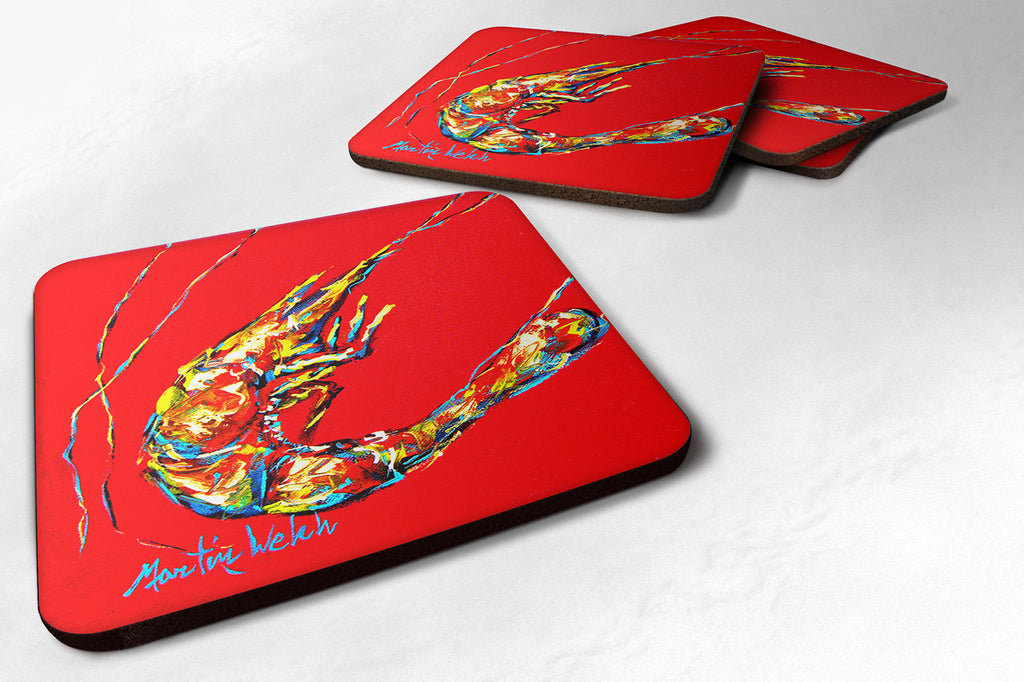 Shrimp Backwards Then Forwards Foam Coasters Set of 4 Cup Coasters for Indoor Outdoor, Tabletop Protection, Anti Slip, Mouse pad Material