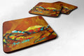 Crab Carmel Coated Foam Coasters Set of 4 Cup Coasters for Indoor Outdoor, Tabletop Protection, Anti Slip, Mouse pad Material