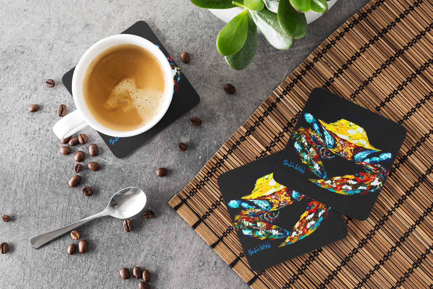 Sand Dance Turtle Foam Coasters Set of 4 Cup Coasters for Indoor Outdoor, Tabletop Protection, Anti Slip, Mouse pad Material