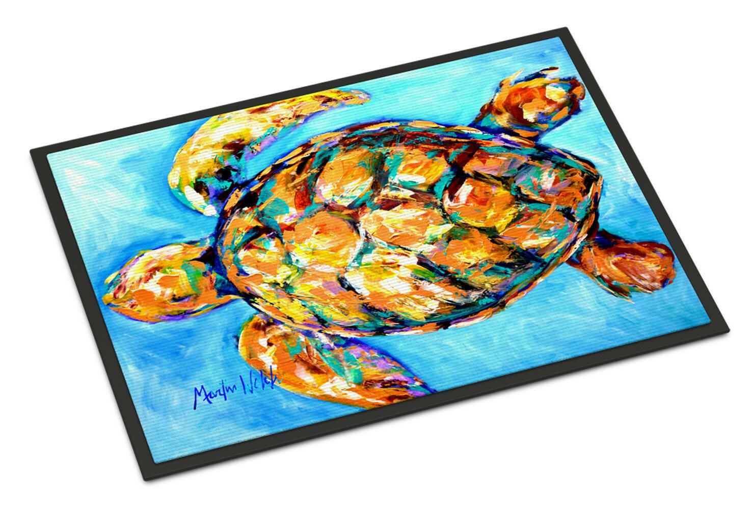 Sand Dance Turtle Doormat Indoor Outdoor 24H X 36W Front Door Mat Rugs for Entryway, Non Slip Washable Low Pile,