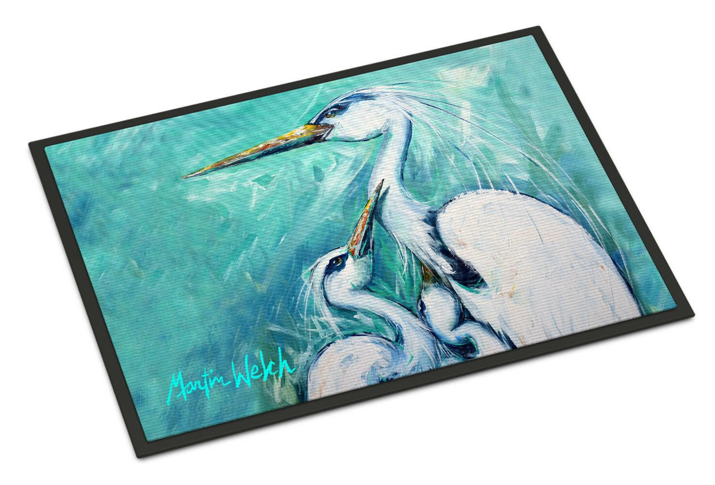 Mother's Love White Crane Doormat Indoor Outdoor 24H X 36W Front Door Mat Rugs for Entryway, Non Slip Washable Low Pile,