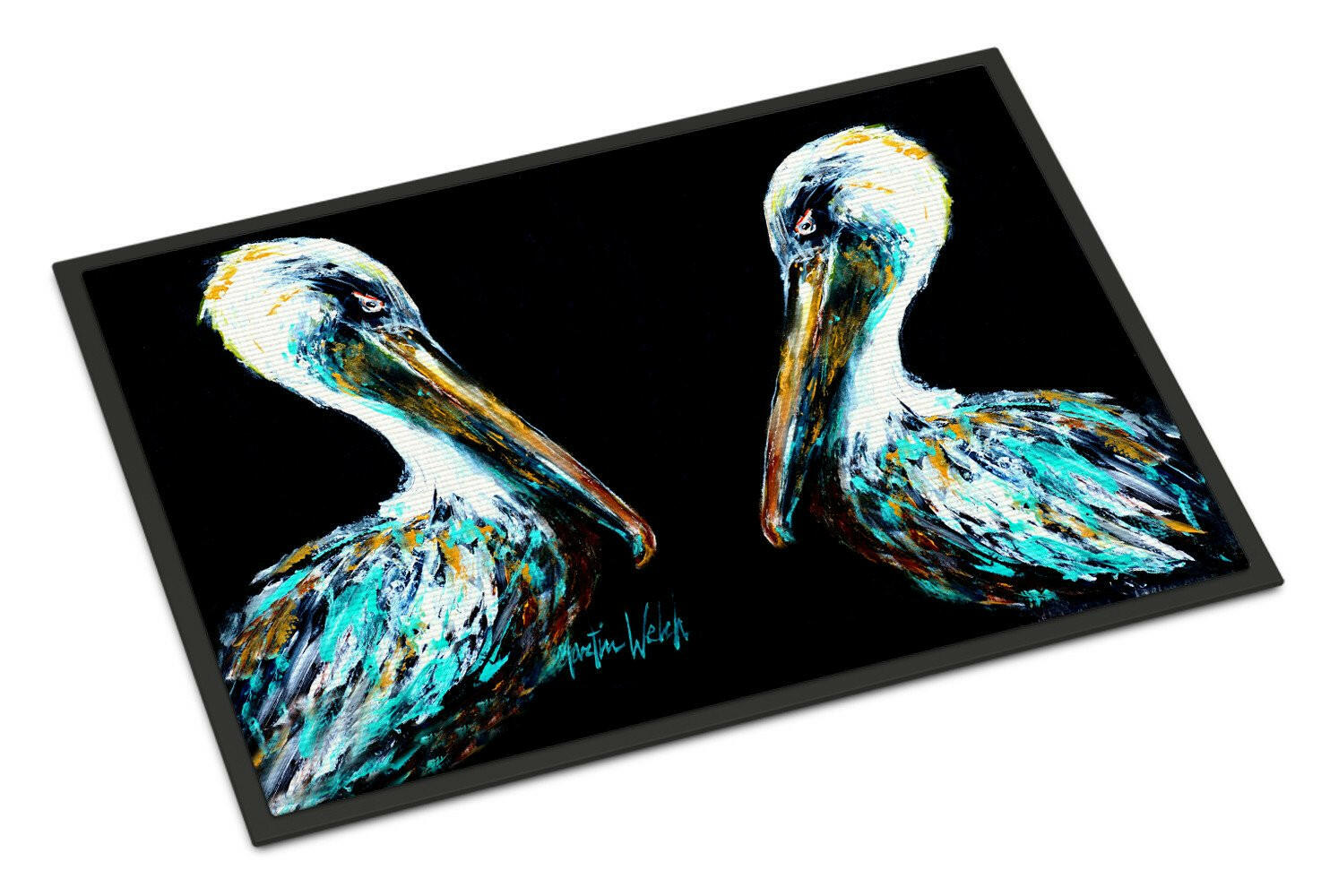 Dressed in Black Pelican Doormat Indoor Outdoor 24H X 36W Front Door Mat Rugs for Entryway, Non Slip Washable Low Pile,