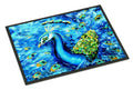 Peacock Straight Up in Blue Doormat Indoor Outdoor 18H X 27W Front Door Mat Rugs for Entryway, Non Slip Washable