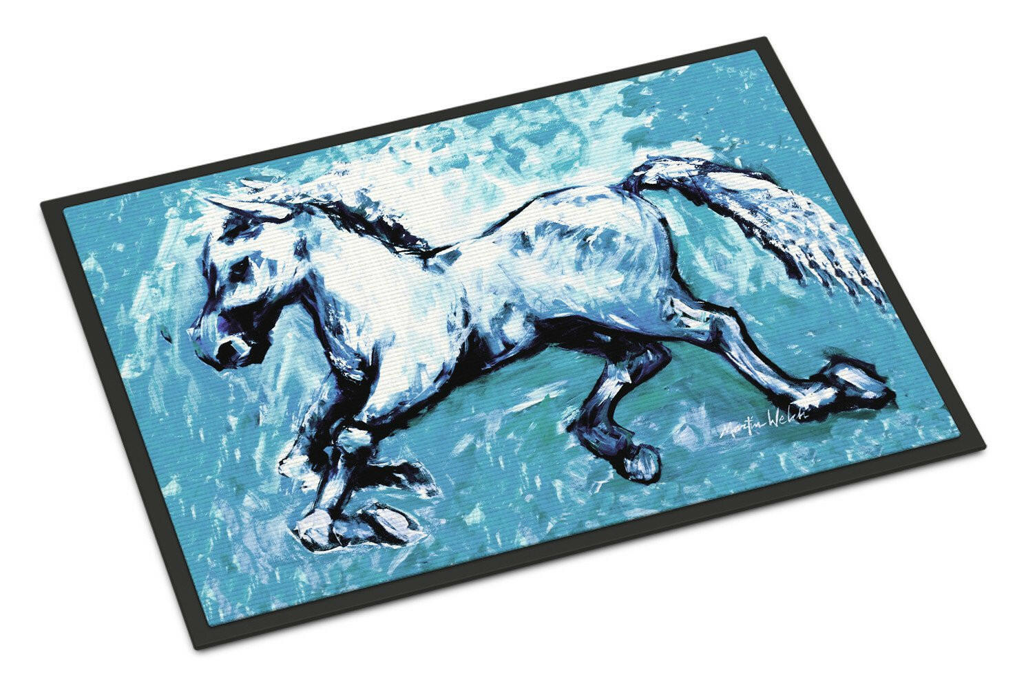 Shadow the Horse in blue Doormat Indoor Outdoor 24H X 36W Front Door Mat Rugs for Entryway, Non Slip Washable Low Pile,