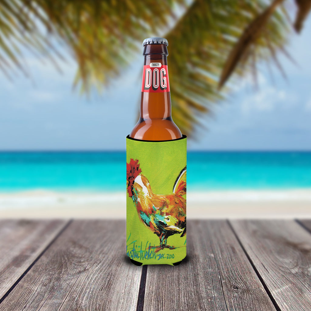 Cockadoo Rooster Slim Can Hugger , Insulated Foam Hugger for 12 oz Slim Cans, Beer Bottles & Water Bottles, Printed in USA
