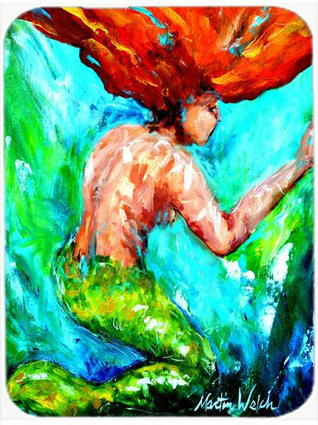 Mermaids Heaven Cutting Board Tempered Glass Kitchen Cutting Surface, Heat Resistant Chopping, Non-Slip Feet, Food Prep & Serving