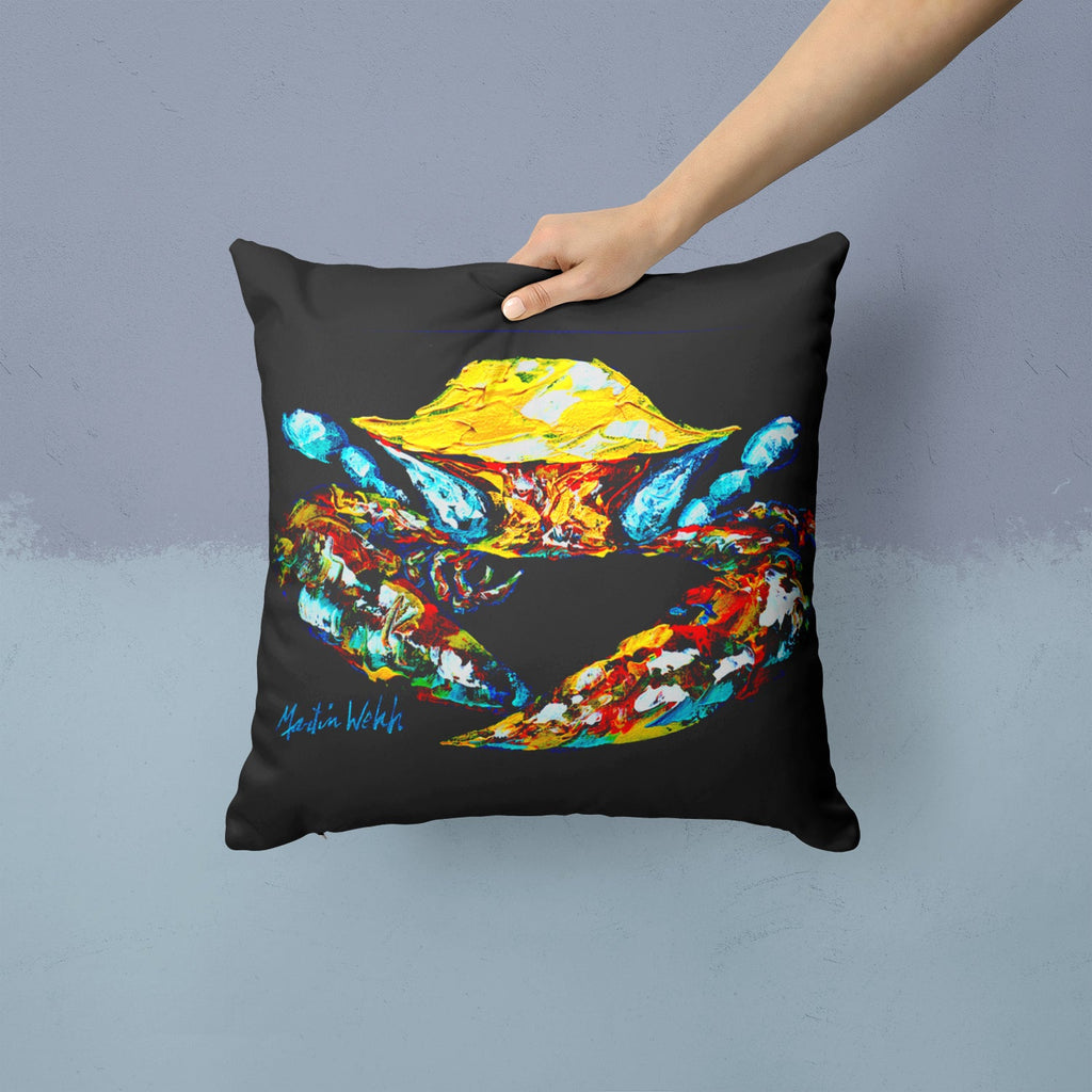 Winner Winner Black Fiddler Crab Decorative Throw Pillow 14x14 Indoor Outdoor Accent Cushion, Fabric Cover with Insert for Sofa, Bed, Porch & Living Room