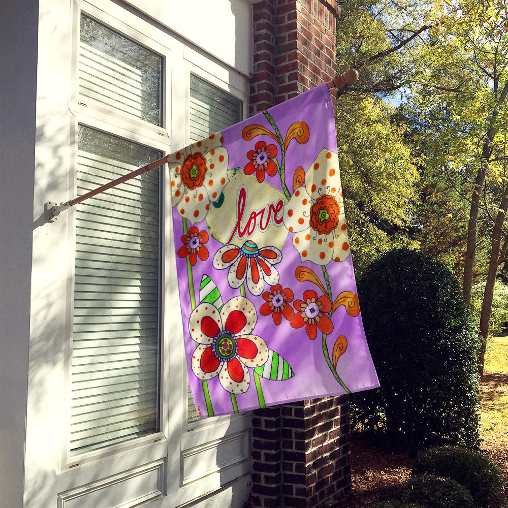 Love is Blooming Valentine's Day House Flag 28x40 Porch Sleeve Pole Decorative Outside Yard Banner Artwork Wall Hanging, Polyester