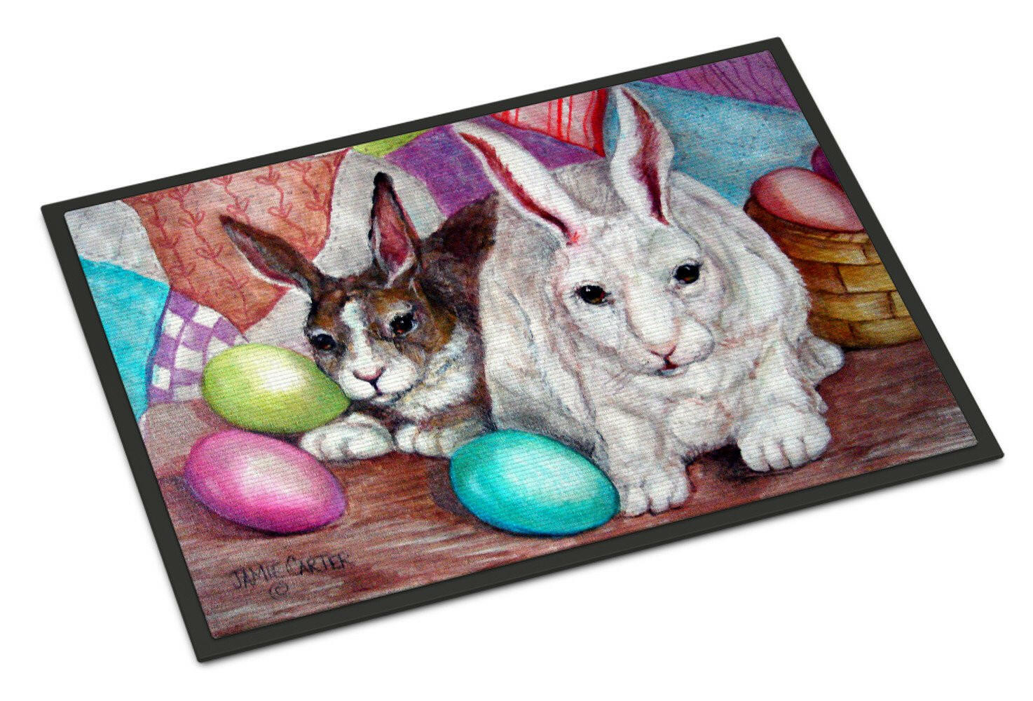 Buddy Buddies Easter Rabbit Doormat Indoor Outdoor 18H X 27W Front Door Mat Rugs for Entryway, Non Slip Washable