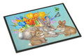 Bunny Family Easter Rabbit Doormat Indoor Outdoor 18H X 27W Front Door Mat Rugs for Entryway, Non Slip Washable