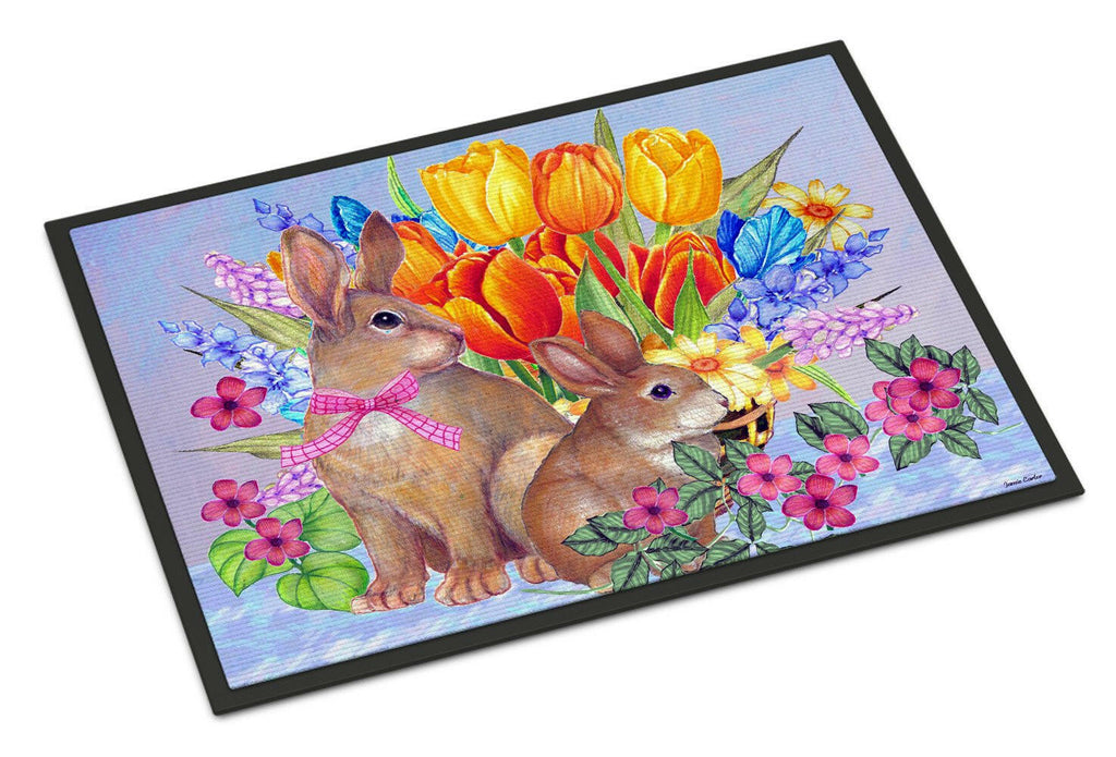 New Beginnings II Easter Rabbit Doormat Indoor Outdoor 24H X 36W Front Door Mat Rugs for Entryway, Non Slip Washable Low Pile,
