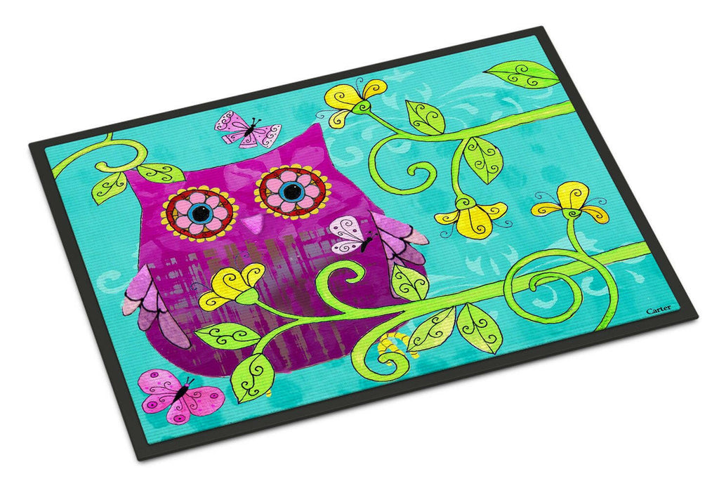Sittin in the Flowers Owl Doormat Indoor Outdoor 24H X 36W Front Door Mat Rugs for Entryway, Non Slip Washable Low Pile,