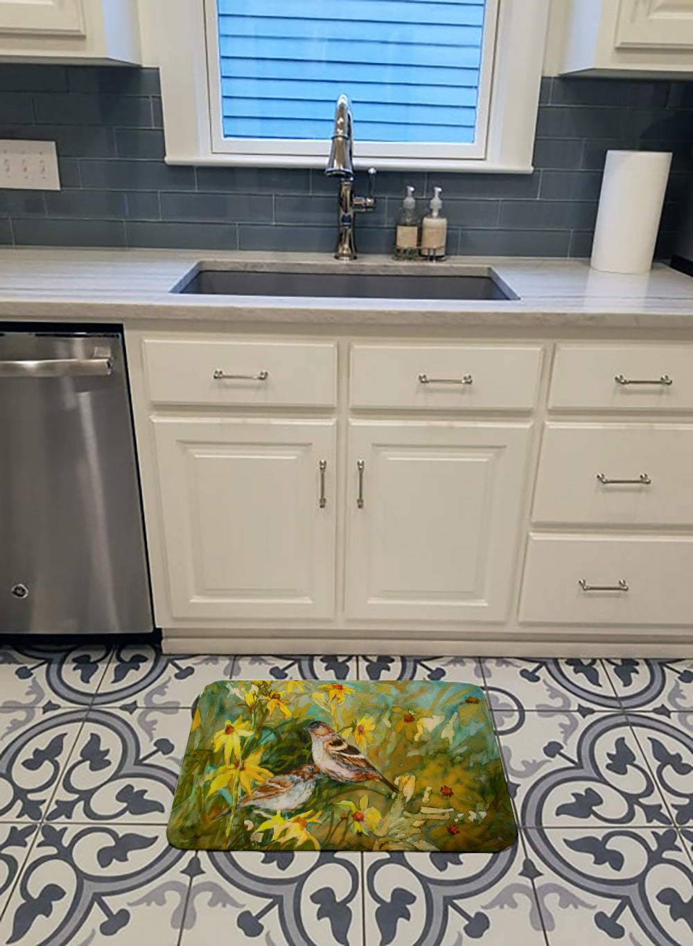 Sparrows in the Field Memory Foam Kitchen Mat Machine Washable Anti-Fatigue Cushion Comfort Bath or Kitchen Rug