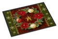 Holly Wreath with Christmas Ornaments Doormat Indoor Outdoor 24H X 36W Front Door Mat Rugs for Entryway, Non Slip Washable Low Pile,