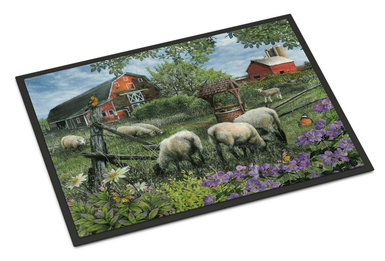 Pleasant Valley Sheep Farm Doormat Indoor Outdoor 18H X 27W Front Door Mat Rugs for Entryway, Non Slip Washable