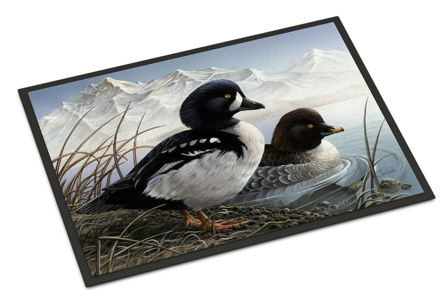 Goldeneye Ducks in the Water Doormat Indoor Outdoor 18H X 27W Front Door Mat Rugs for Entryway, Non Slip Washable