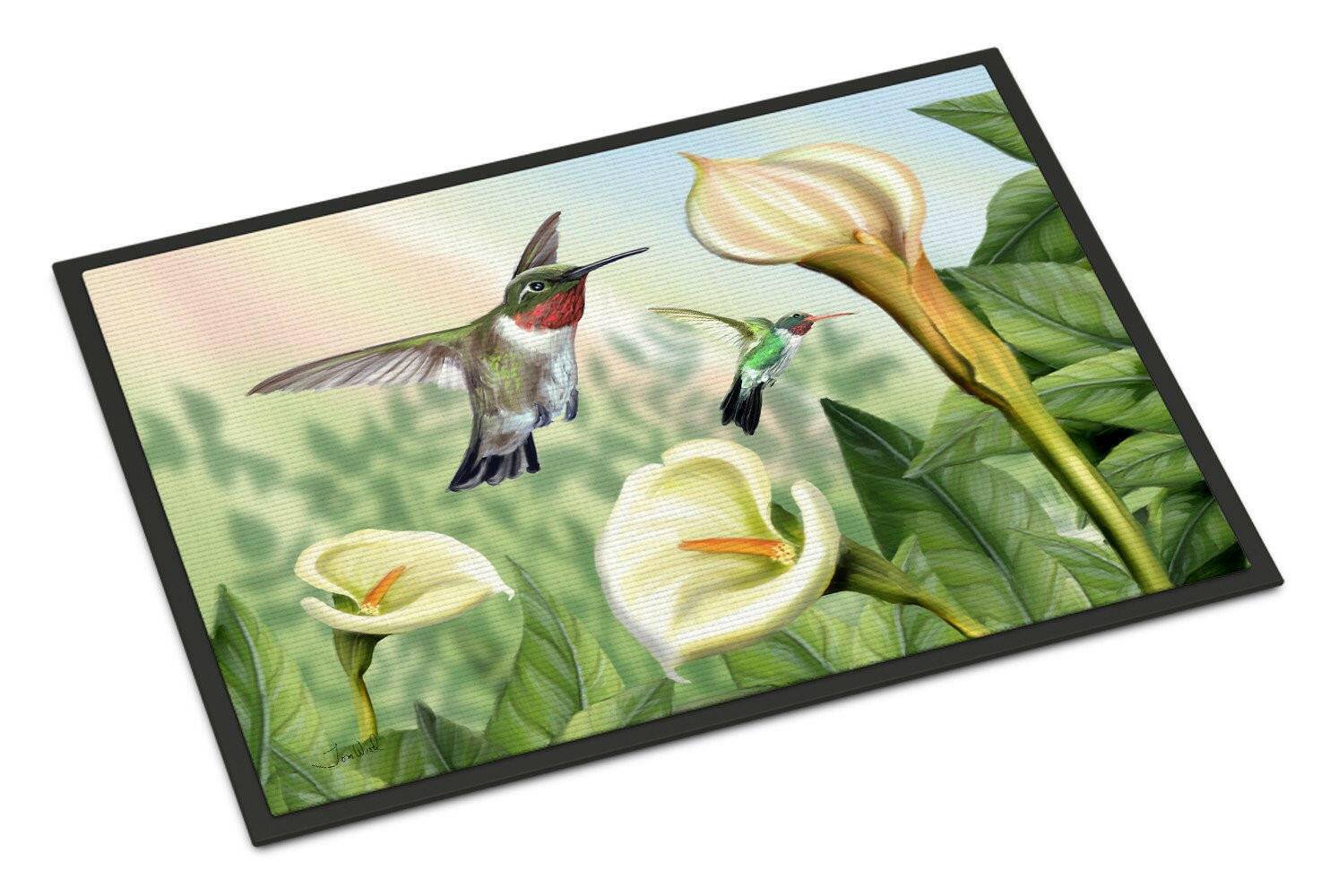 Lily and the Hummingbirds Doormat Indoor Outdoor 18H X 27W Front Door Mat Rugs for Entryway, Non Slip Washable