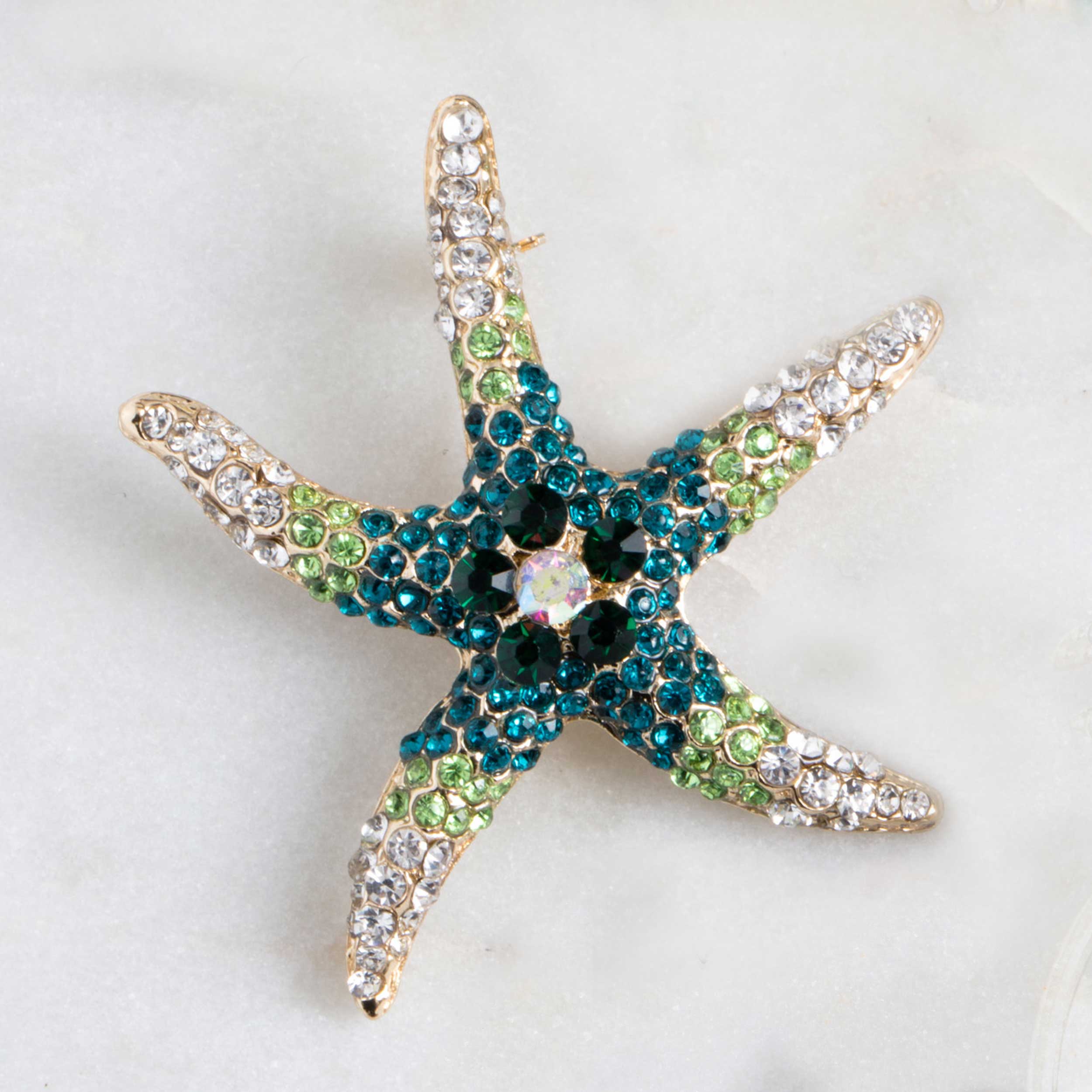 Ombré Jeweled Starfish Brooch