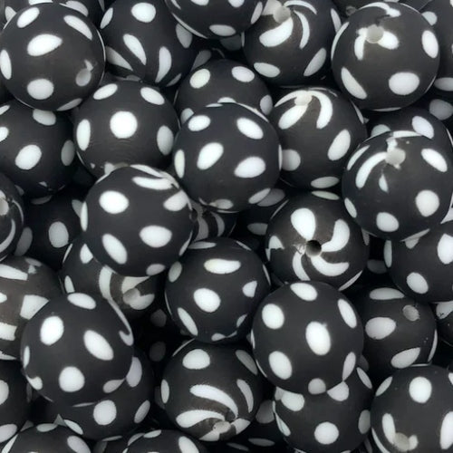 P56 POLKA DOT BLACK 15MM PRINT (10ct)