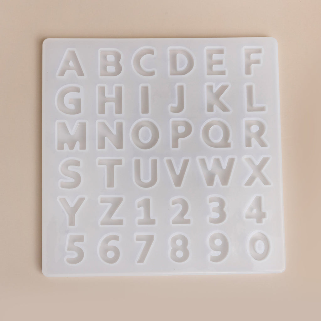 Modern Sans Serif Alphabet Silicone Mold Small Initials and Numbers