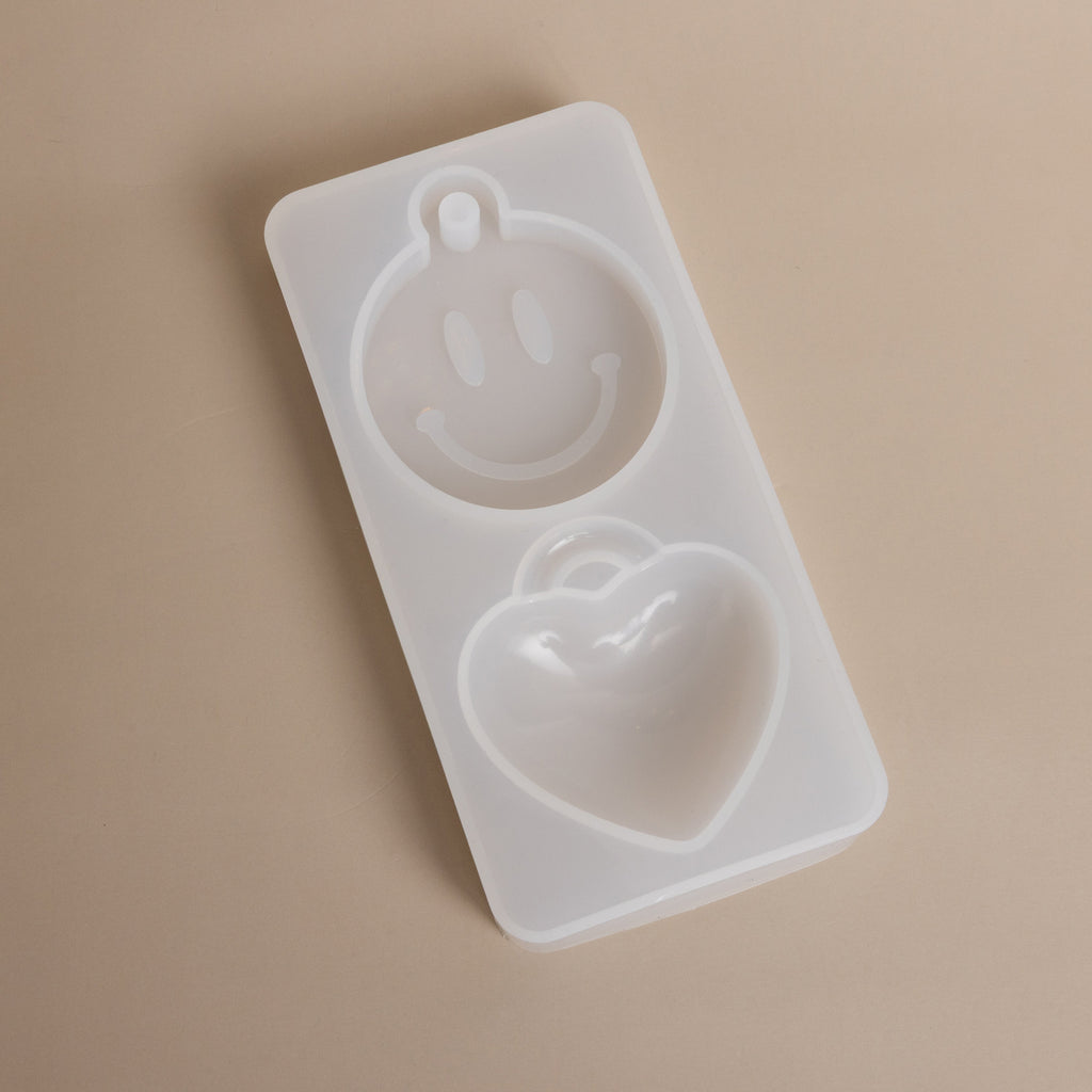 Resin Craft Happy Face and Puffy Heart Large Pendants Silicone Mold