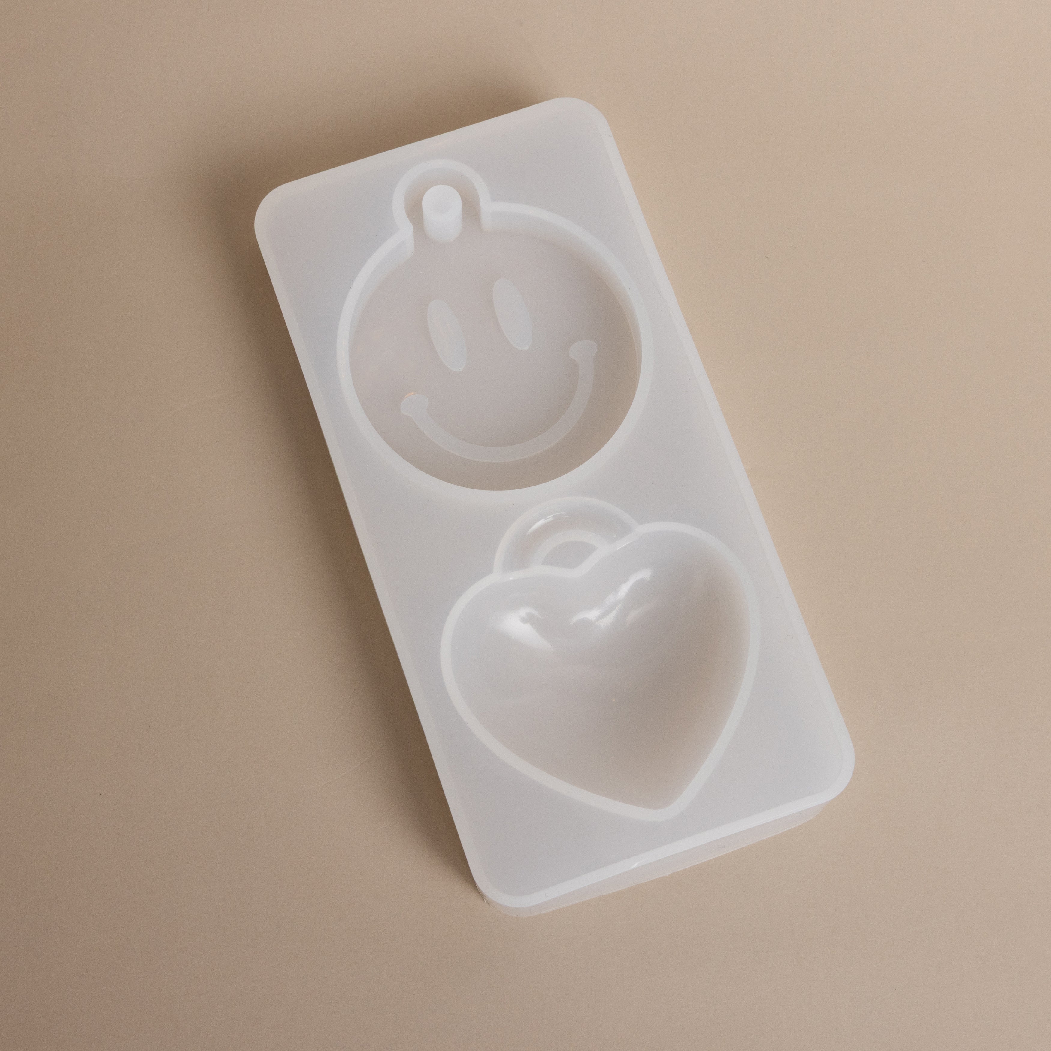 Resin Craft Happy Face and Puffy Heart Large Pendants Silicone Mold
