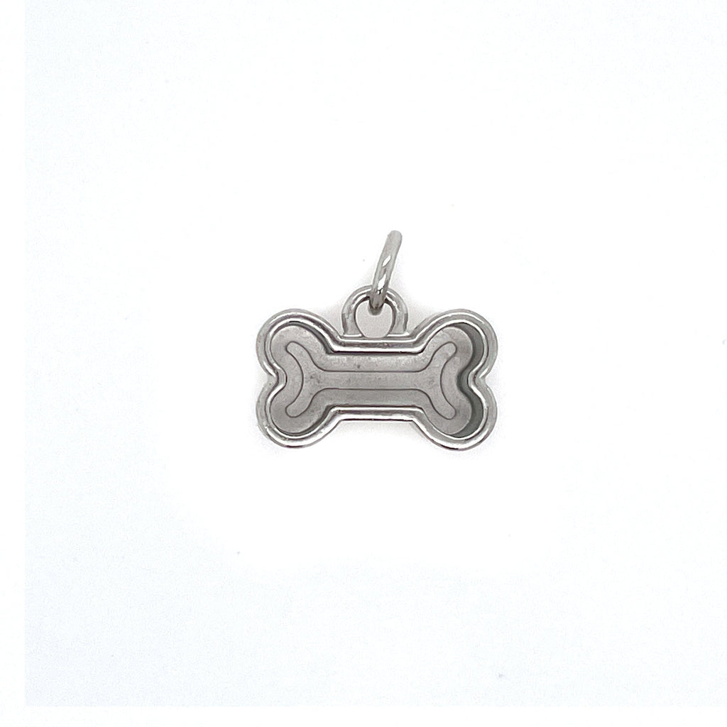 Silver Dog Bone Deep Closed Bezel Charm