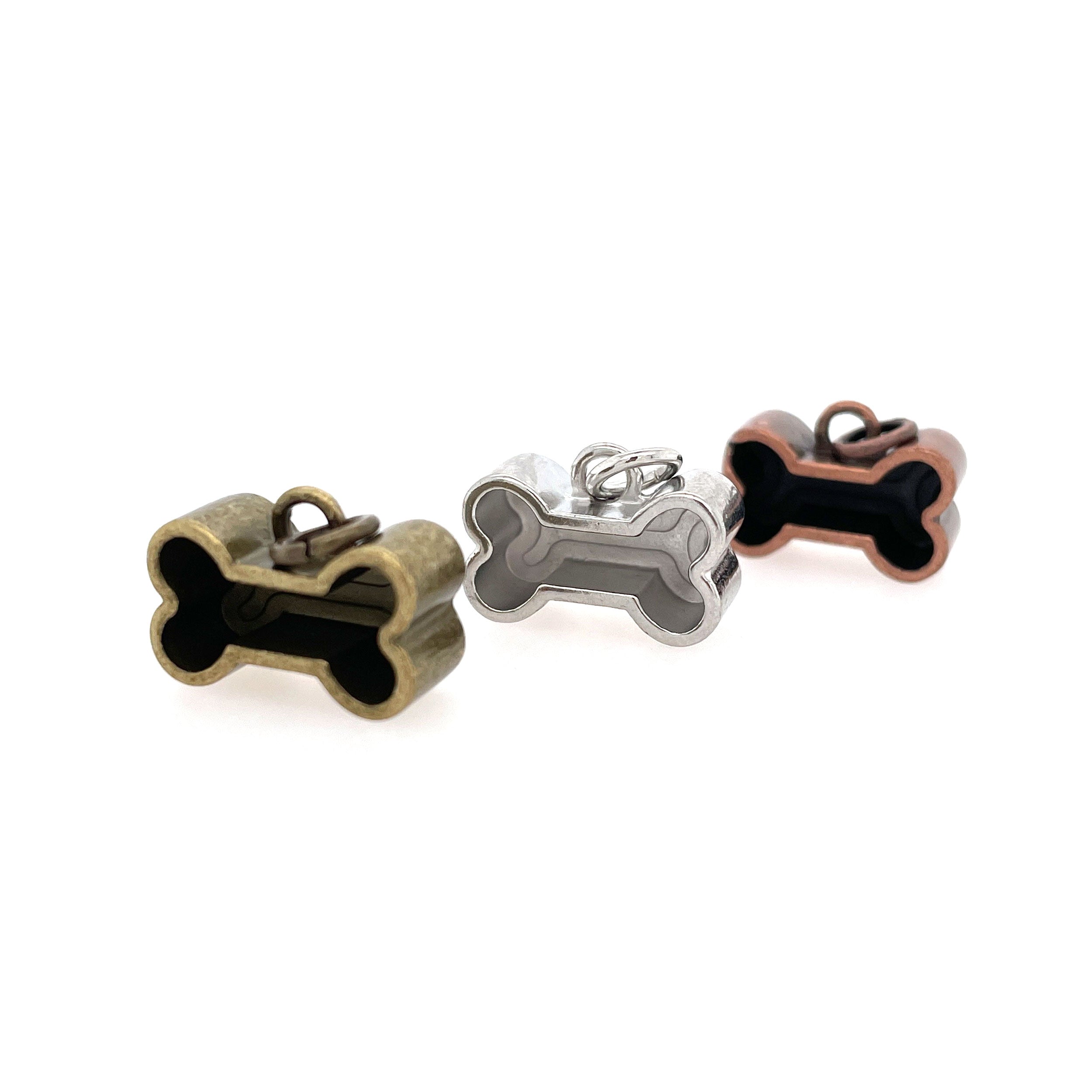 Copper Dog Bone Deep Closed Bezel Charm
