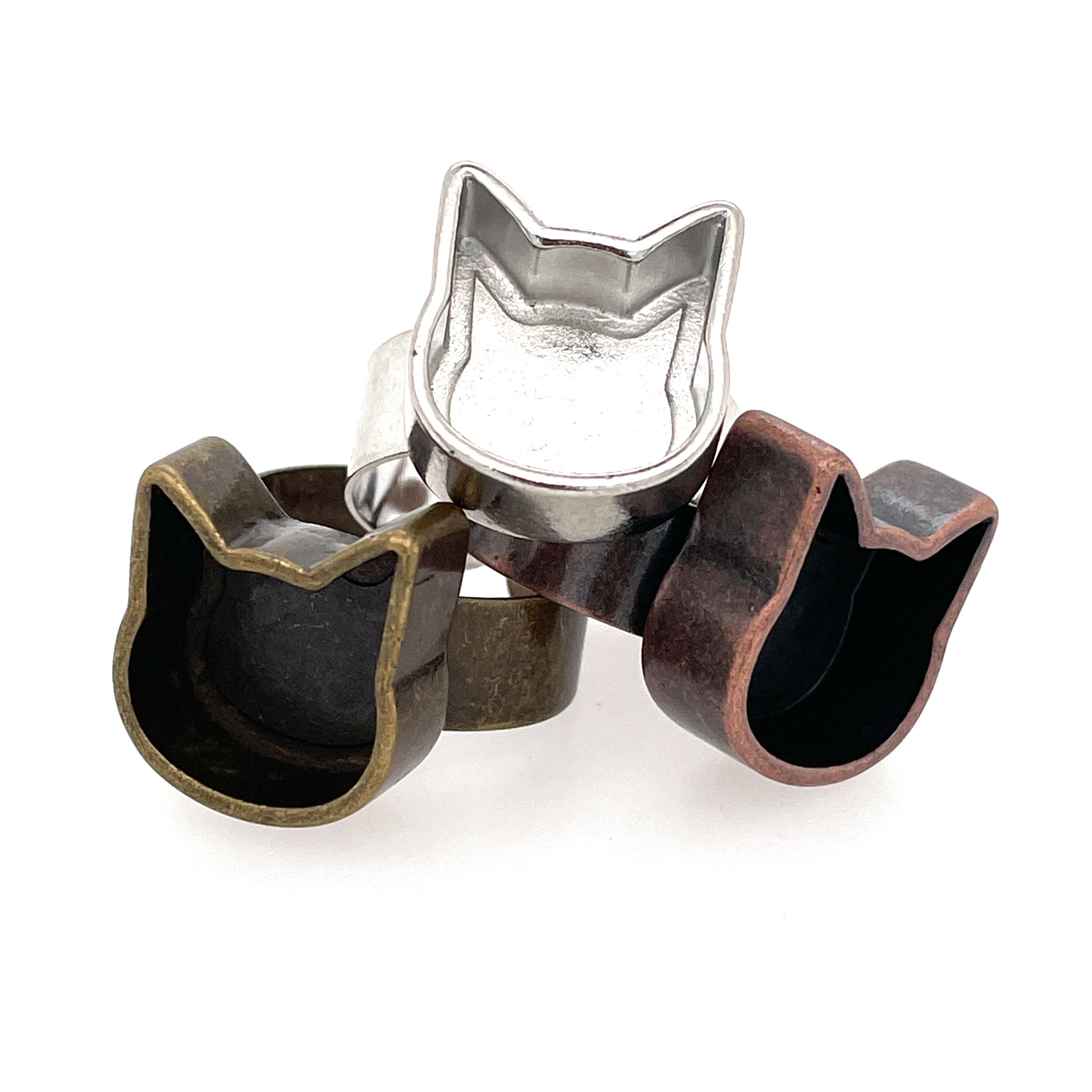 Copper Cat Head Deep Closed Bezel Ring