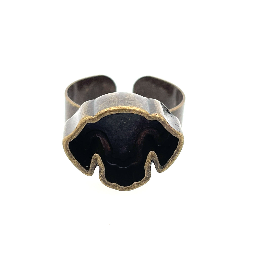 Copper Dog Head Deep Closed Bezel Ring