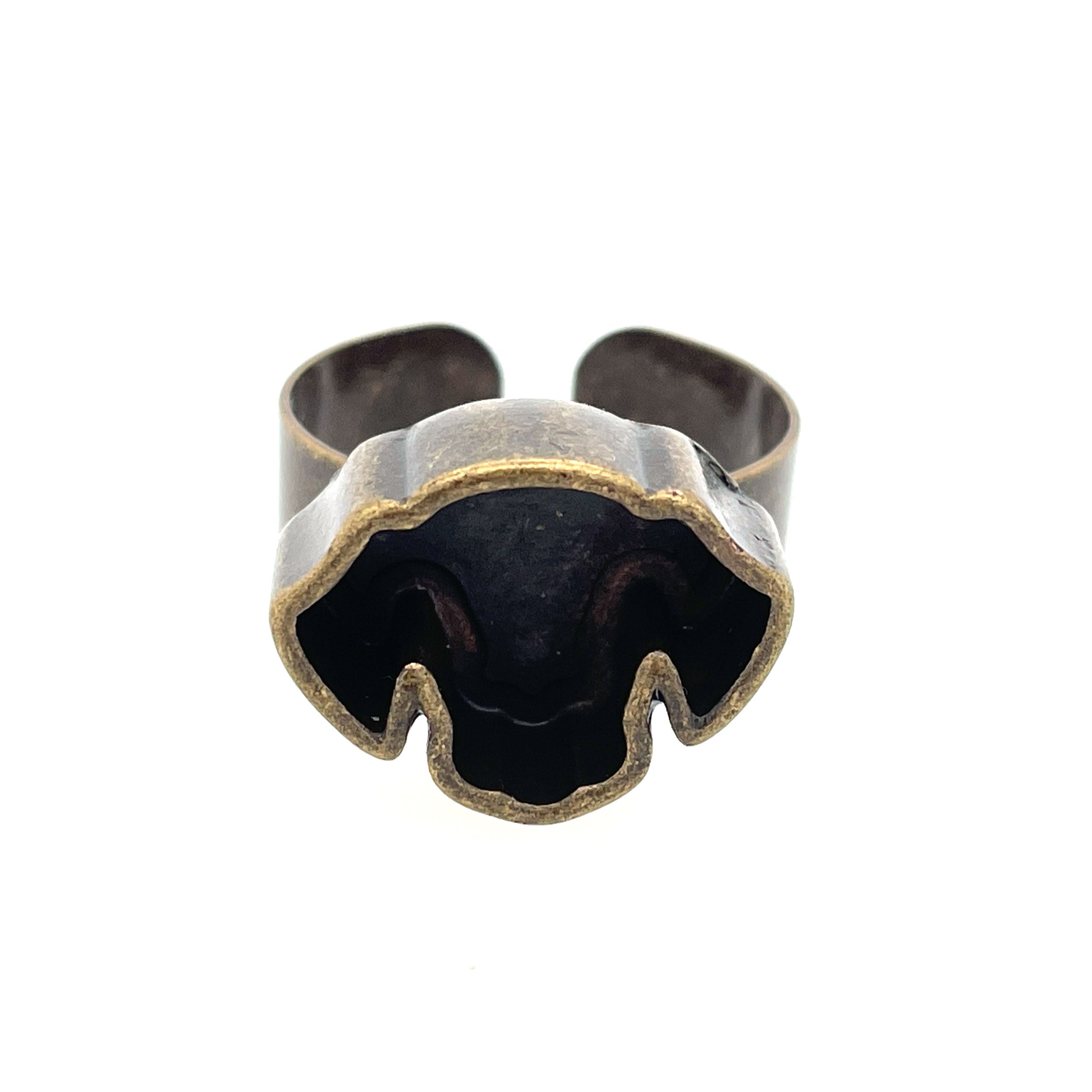 Copper Dog Head Deep Closed Bezel Ring