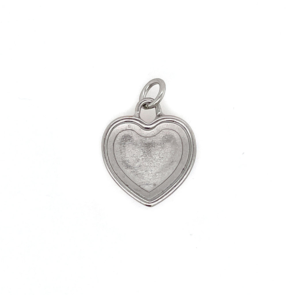 Silver Heart Deep Closed Bezel Charm