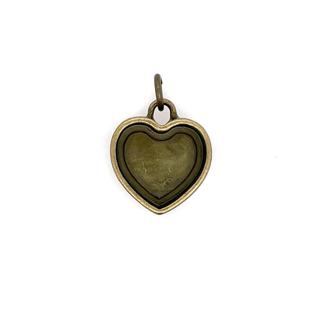 Ox Brass Heart Deep Closed Bezel Charm