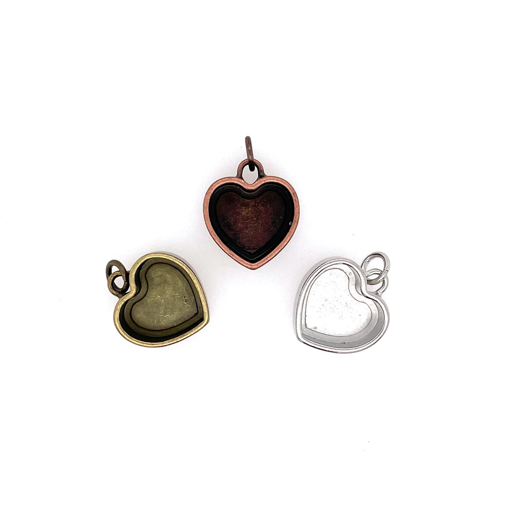 Copper Heart Deep Closed Bezel Charm
