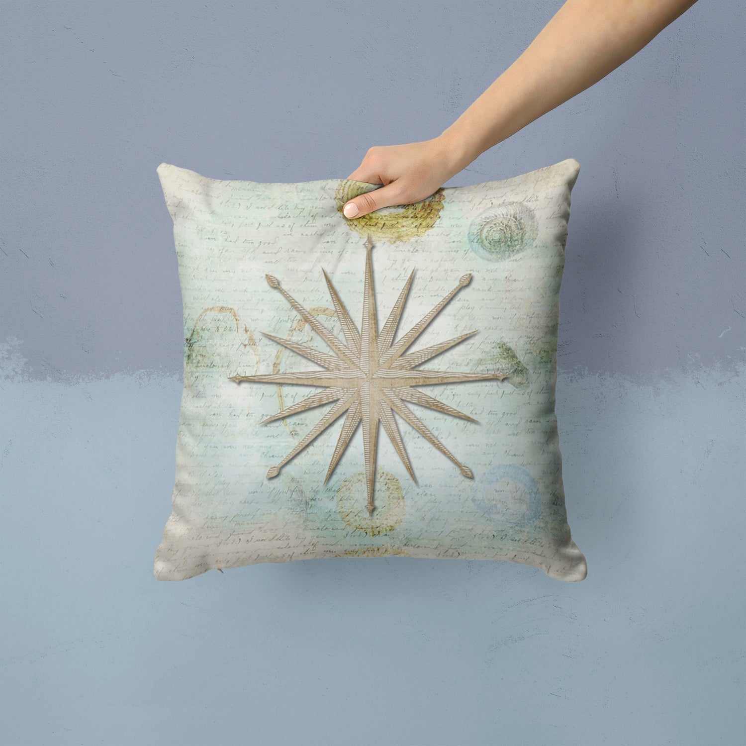 Beach Nautical Star Decorative Throw Pillow 14x14 Indoor Outdoor Accent Cushion, Fabric Cover with Insert for Sofa, Bed, Porch & Living Room