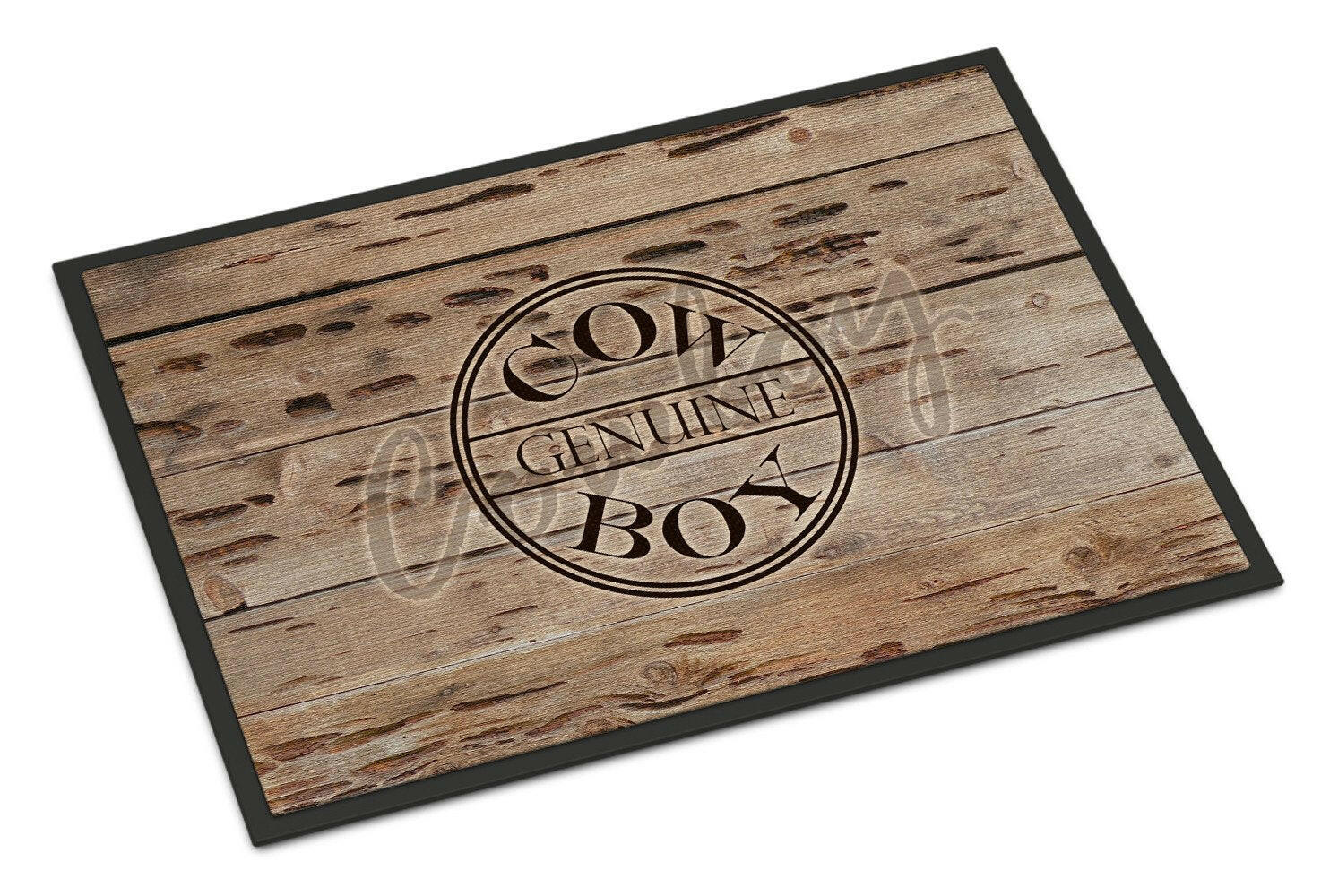 Genuine Cow Boy Branded Doormat Indoor Outdoor 18H X 27W Front Door Mat Rugs for Entryway, Non Slip Washable